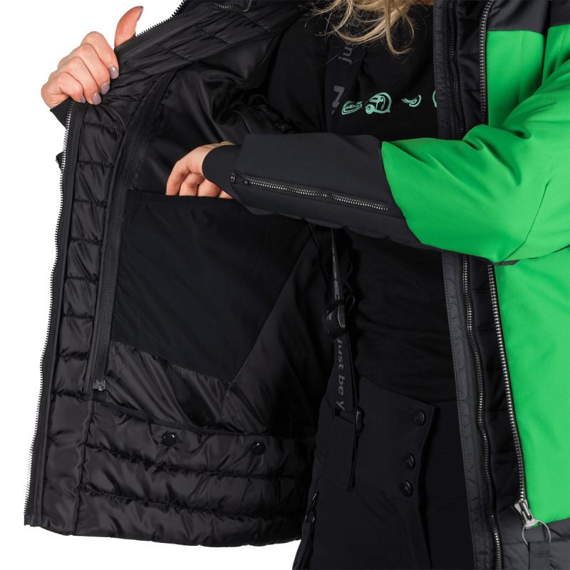 Dámska lyžiarska technická trendy zateplená bunda TAYLER - Farba: greenblack, Veľkosť: XS