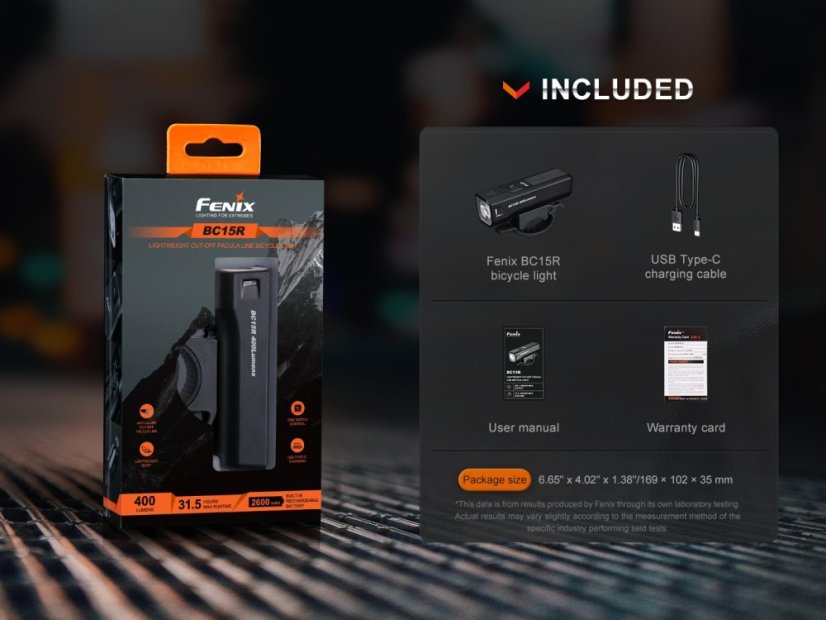 Fenix BC15R – obsah balenia