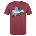 Husky Tee Skyline M – tričko bordové s horskou potlačou
