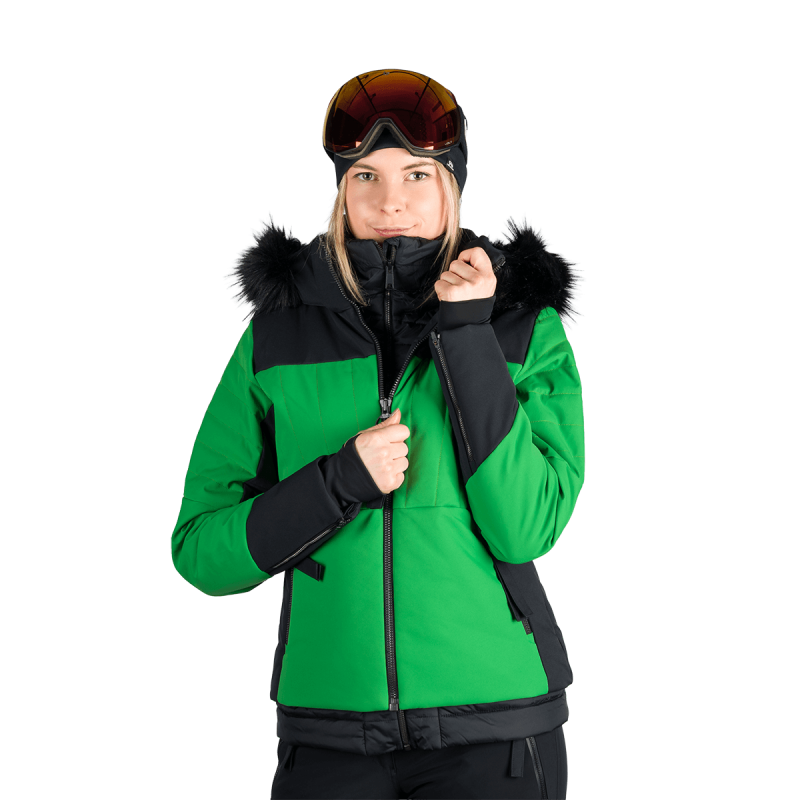 Dámska lyžiarska technická trendy zateplená bunda TAYLER - Farba: greenblack, Veľkosť: XS
