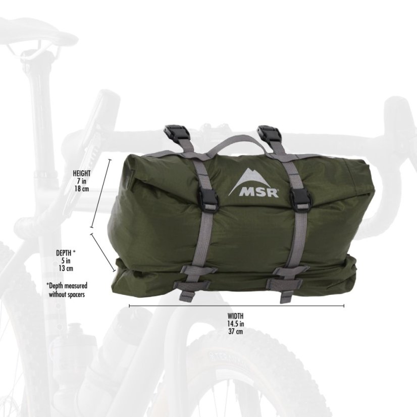 MSR Hubba Hubba Bikepack 2 – Rozmery stanu - upevnený na cestných riadidlách
