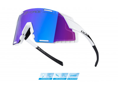 FORCE okuliare GRIP biele, modré revo sklo
