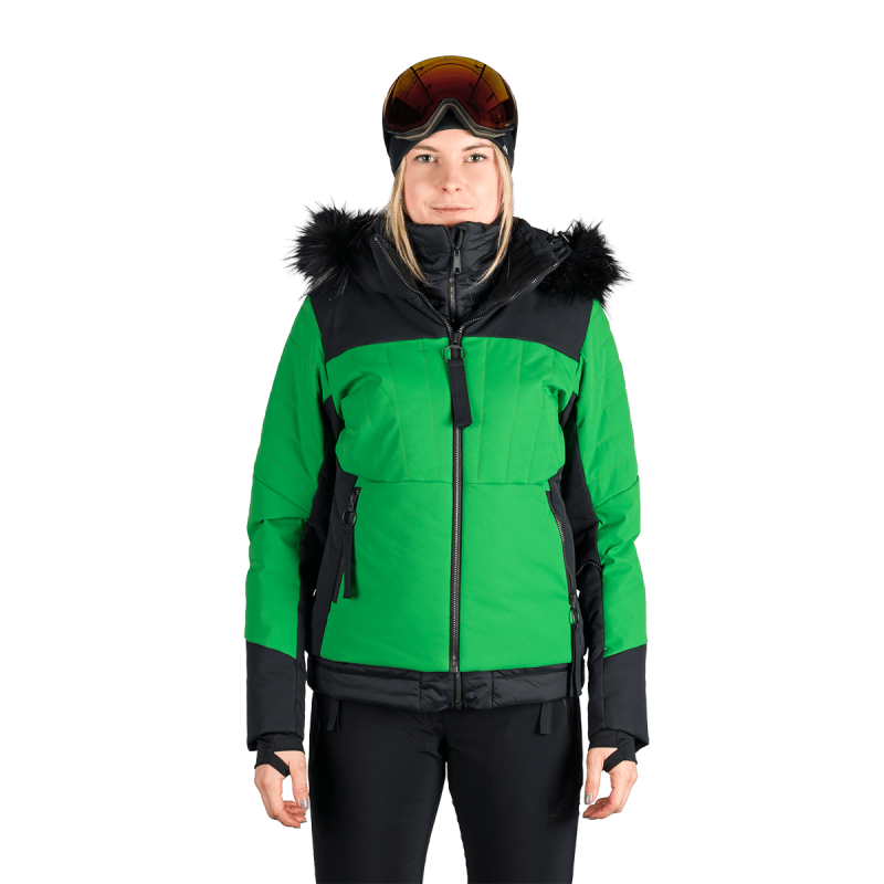 Dámska lyžiarska technická trendy zateplená bunda TAYLER - Farba: greenblack, Veľkosť: XS