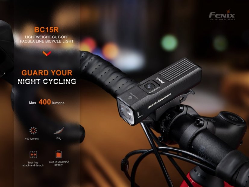 Fenix BC15R – umiestnenie na riadidlách bicykla